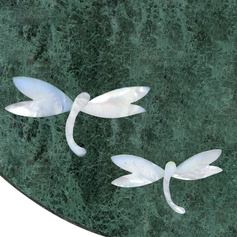 Green Marble and Abalone Shell Accent Table